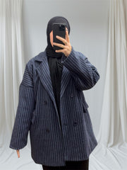 Blazer oversize polaire doublé à rayures