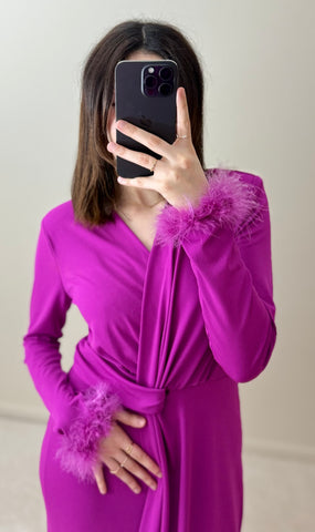 Robe plumes fushia