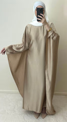 Abaya cape satinée Beige champagne