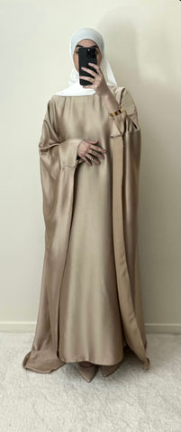 Abaya cape satinée Beige champagne