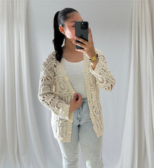 Cardigan en crochet à boutons Beige