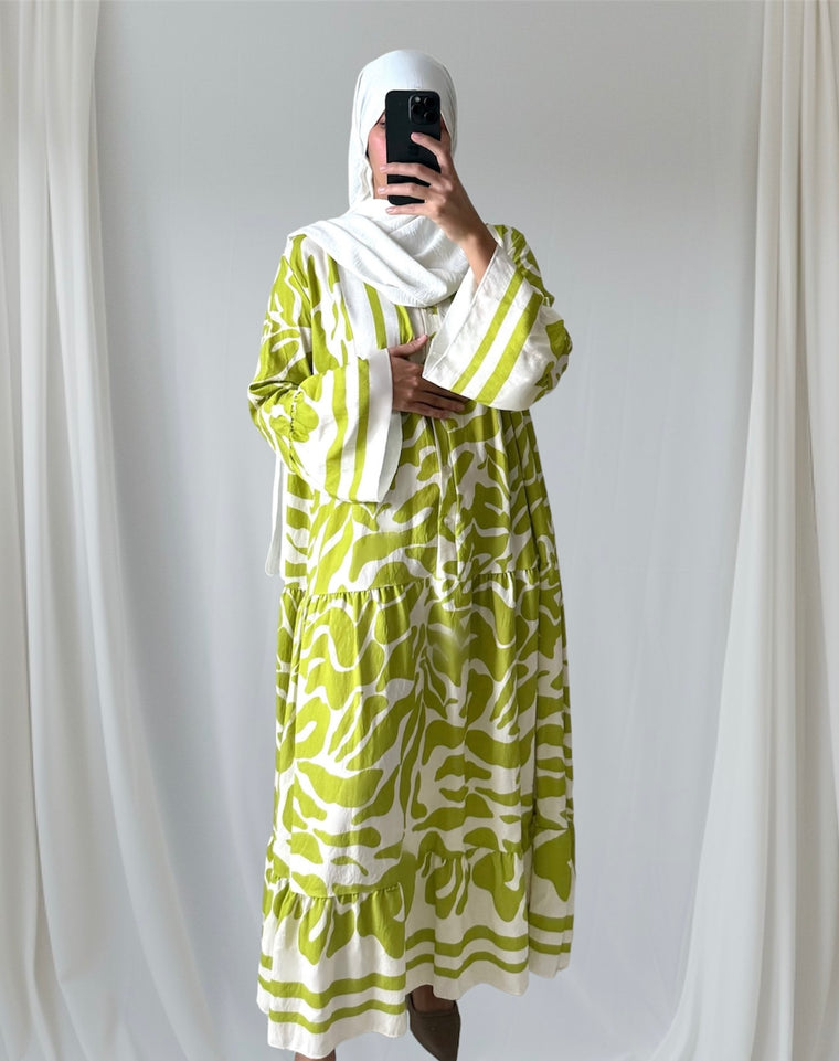 Robe longue à motif Vert pomme