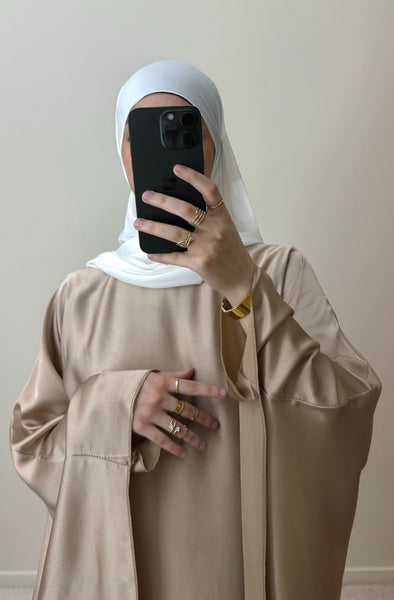 Abaya cape satinée Beige champagne