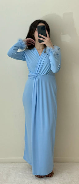 Robe plumes bleu ciel