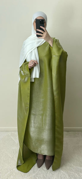 Abaya cape brillante Vert olive