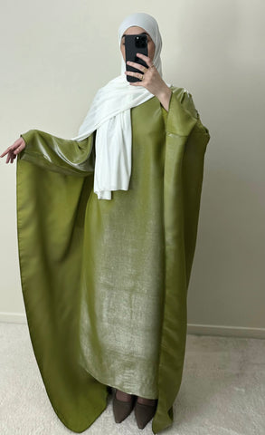 Abaya cape brillante Vert olive