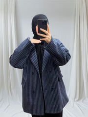 Blazer oversize polaire doublé à rayures