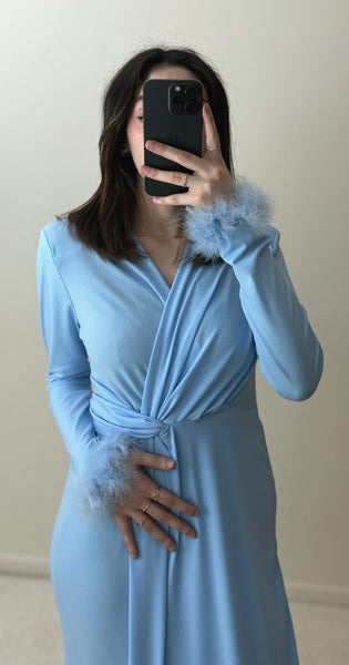 Robe plumes bleu ciel