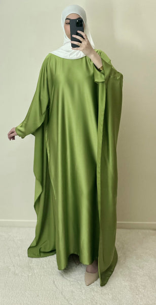 Abaya cape satinée Vert olive