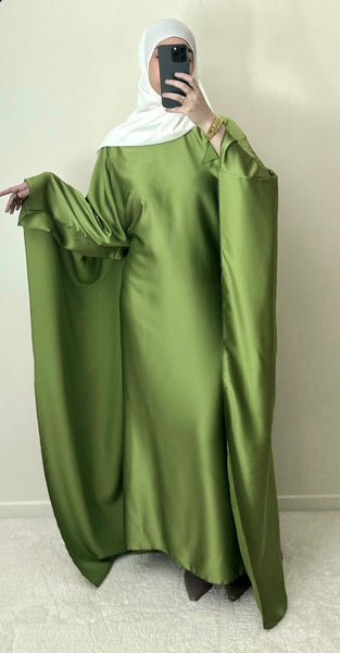 Abaya cape satinée Vert olive