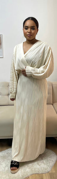 Robe longue en relief Blanc cassé