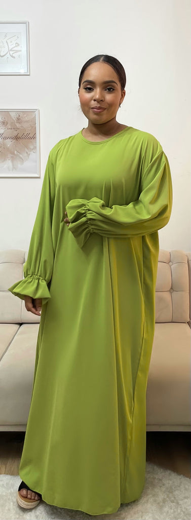 Abaya Nina Vert olive et Vert Kaki