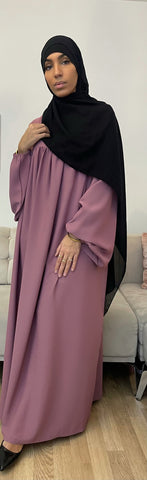 Abaya manche ballon Vieux rose