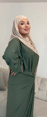 Abaya deux pièces à nouer Vert kaki