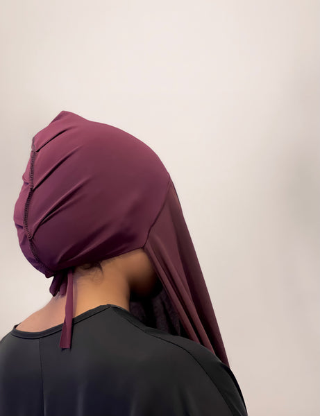 Hijab bonnet intégré Bordeaux