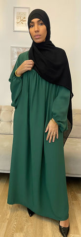Abaya manches ballon Vert émeraude