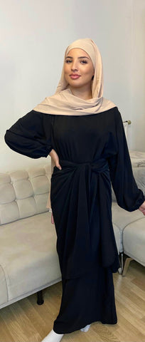 Abaya deux pièces à nouer Noire