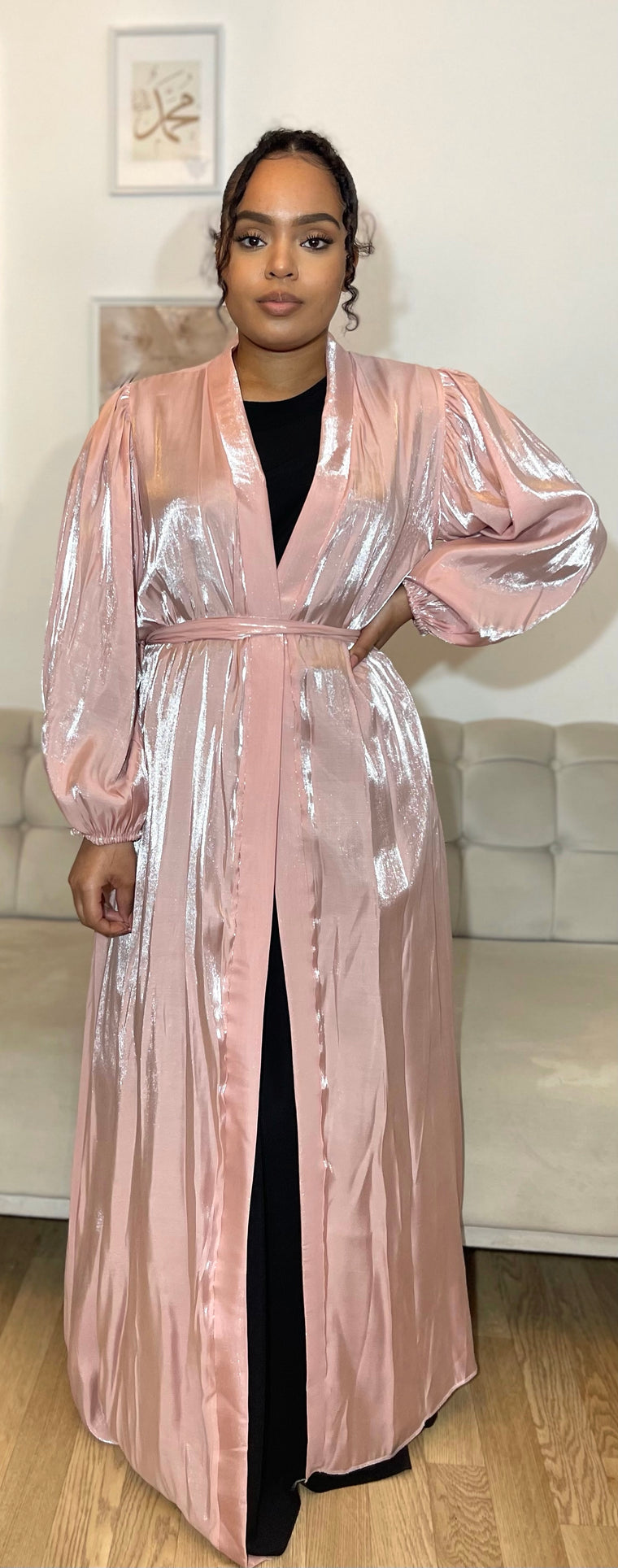 Kimono satiné brillant Rose