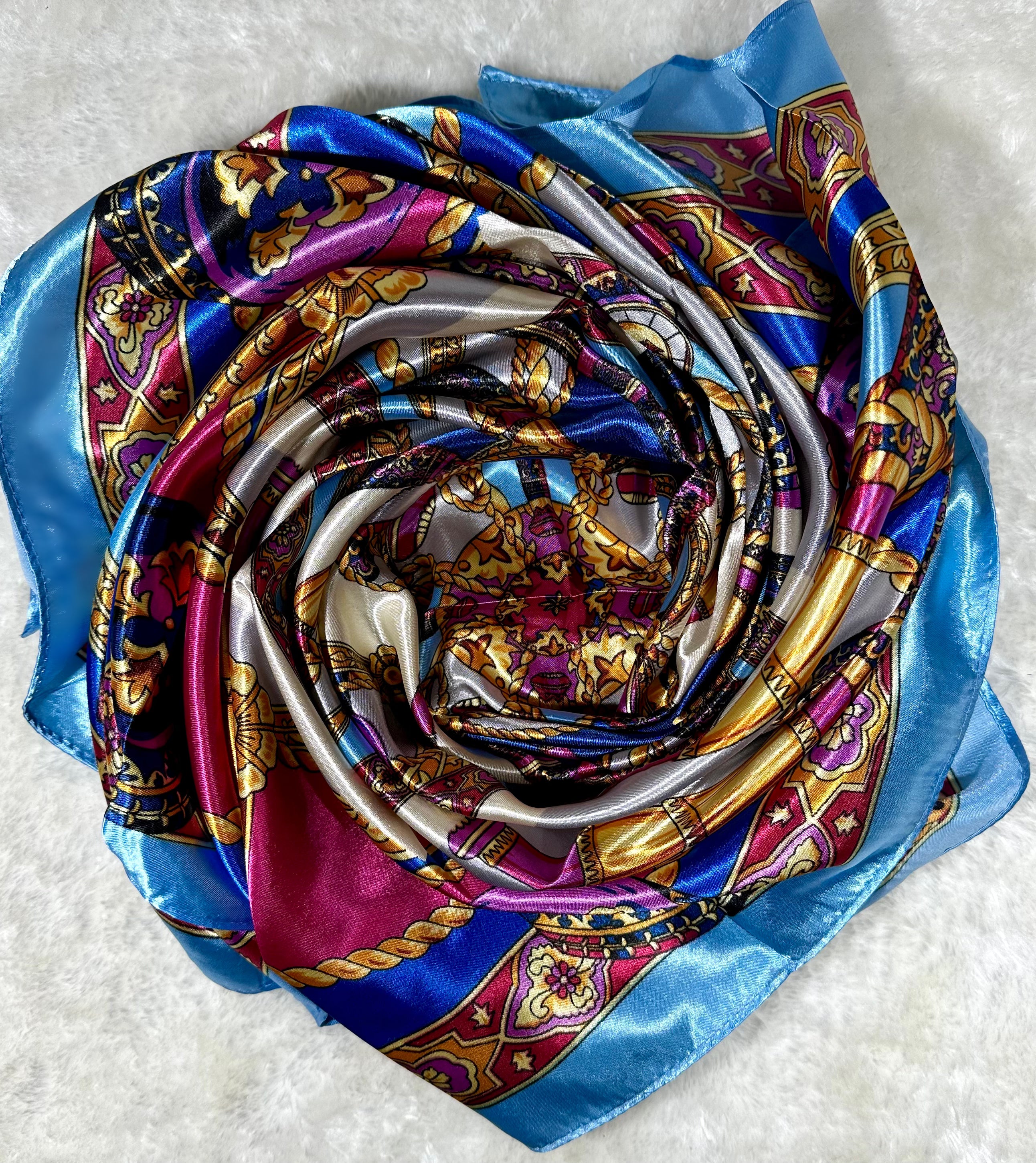 Foulard en soie à imprimée Bleu