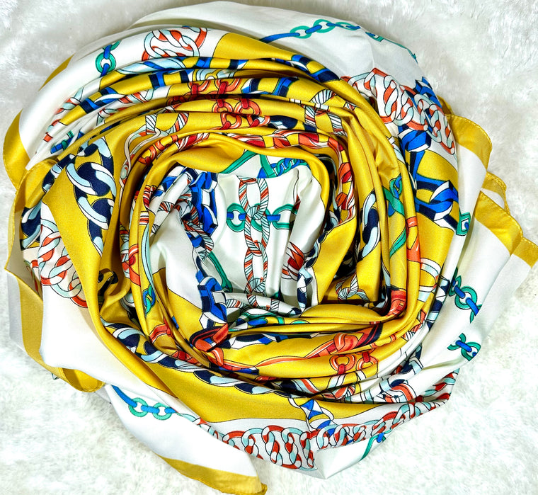 Foulard en Soie à imprimée XXL Jaune