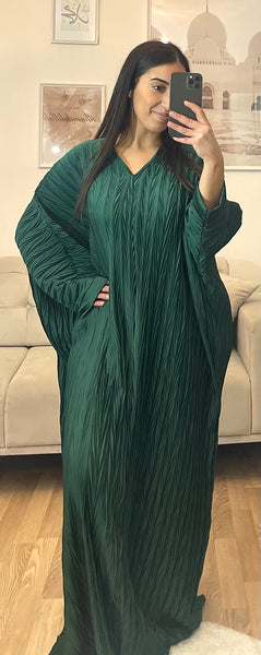 Abaya papillon plissée Vert émeraude