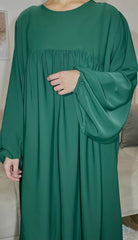 Abaya manches ballon Vert émeraude
