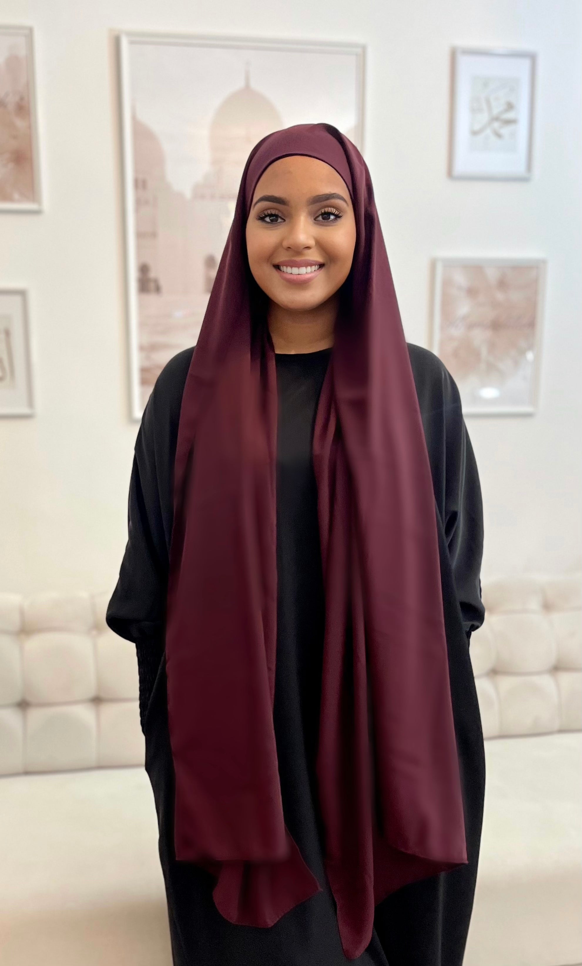 Hijab bonnet intégré Bordeaux