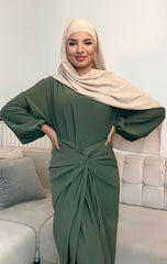 Abaya deux pièces à nouer Vert kaki
