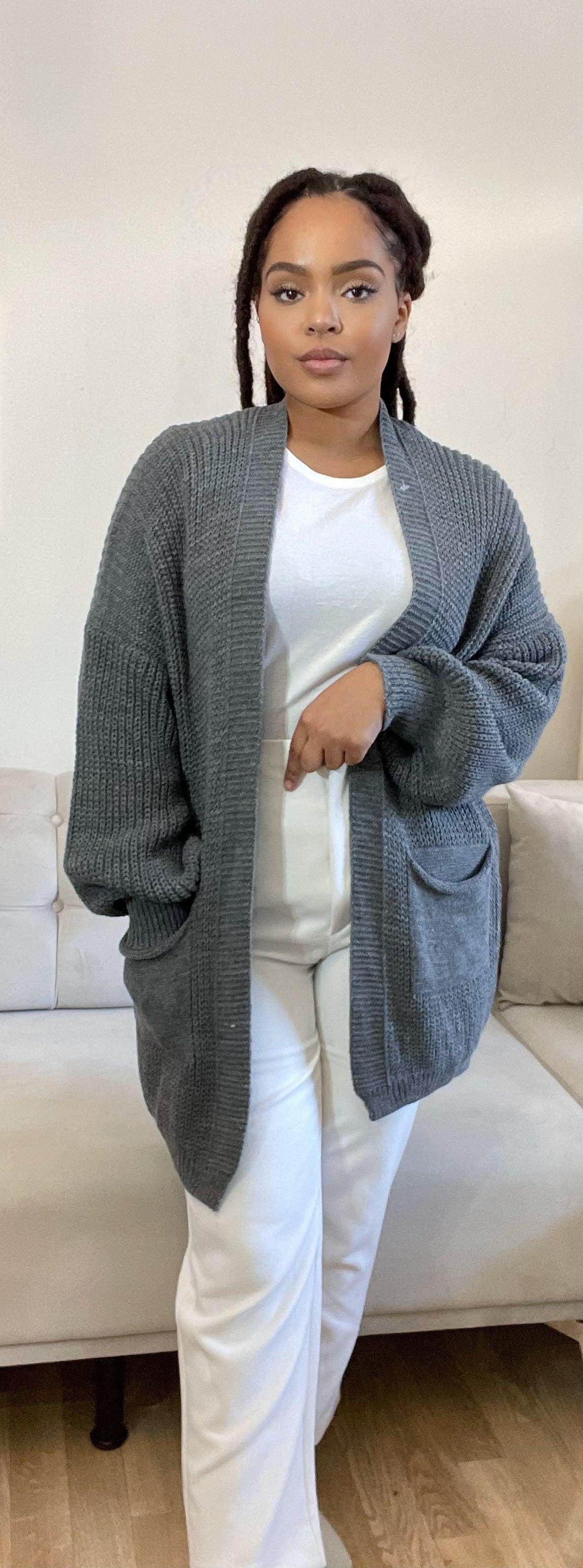 Gilet mi-long Gris