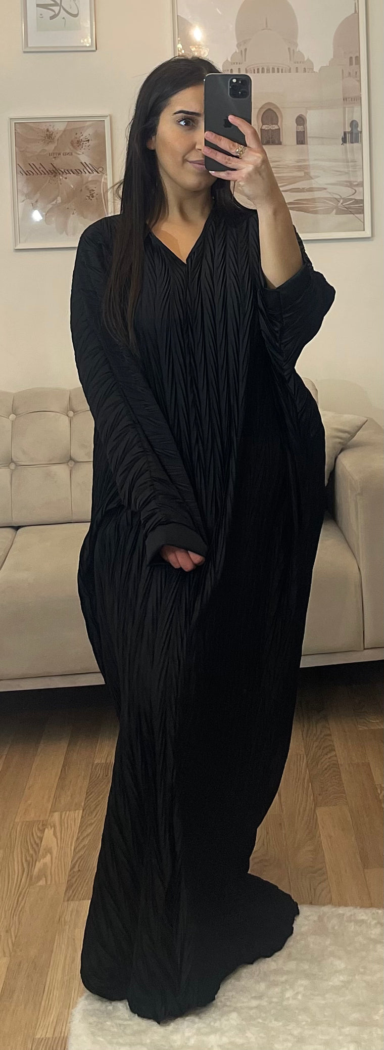 Abaya papillon plissée Noire