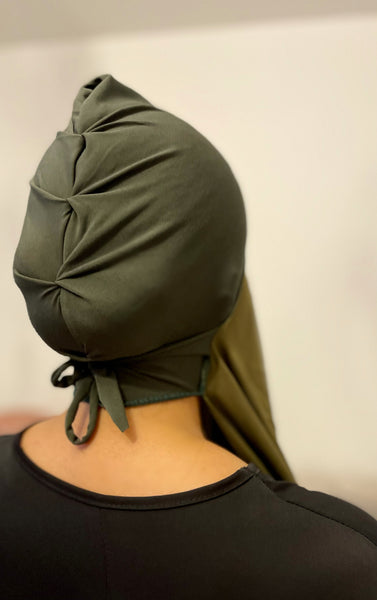 Hijab bonnet intégré Vert kaki