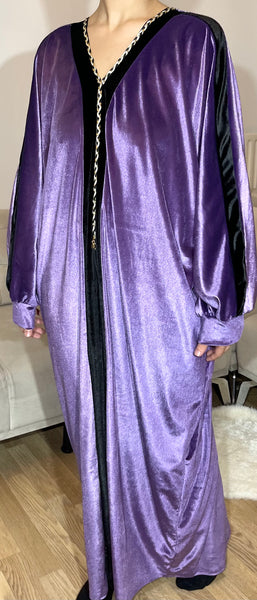 Abaya velour avec pompons Violet