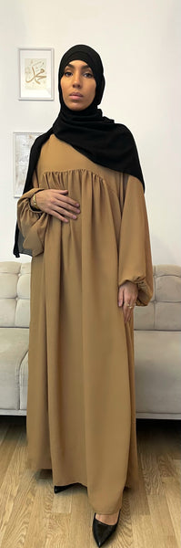 Abaya manche ballon Camel
