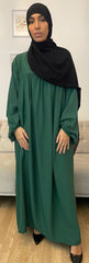 Abaya manches ballon Vert émeraude