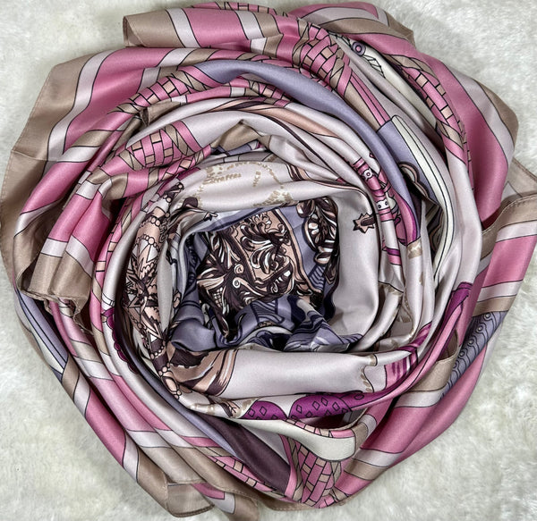 Foulard en Soie à imprimée XXL Mauve