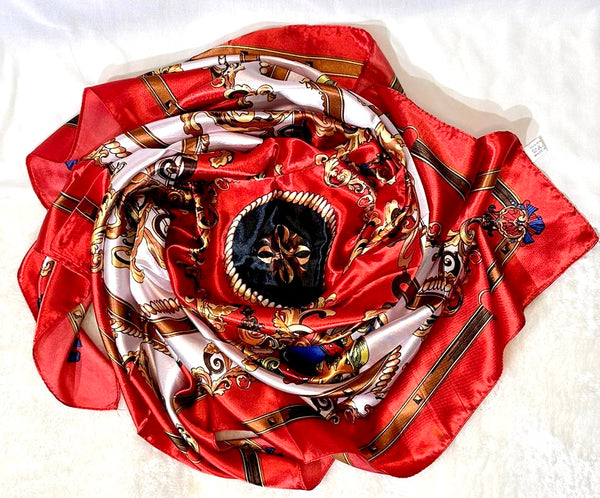 Foulard en soie imprimé Rouge