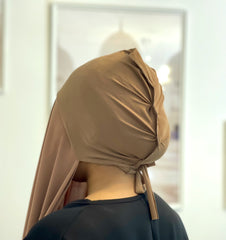 Hijab bonnet intégré Marron