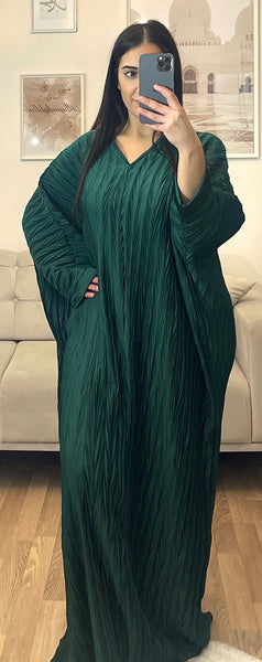 Abaya papillon plissée Vert émeraude
